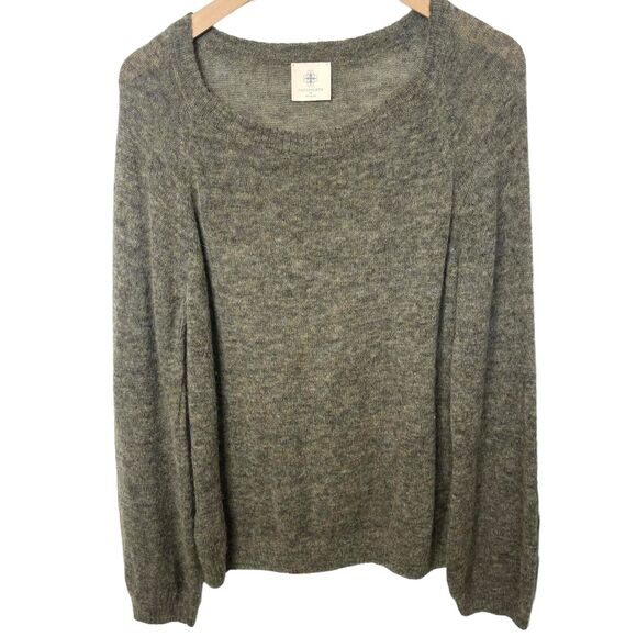 Faded Cloth Peru Baby Alpaca Knit Boatneck Gray Pullover Sweater Medium - Picture 4 of 10